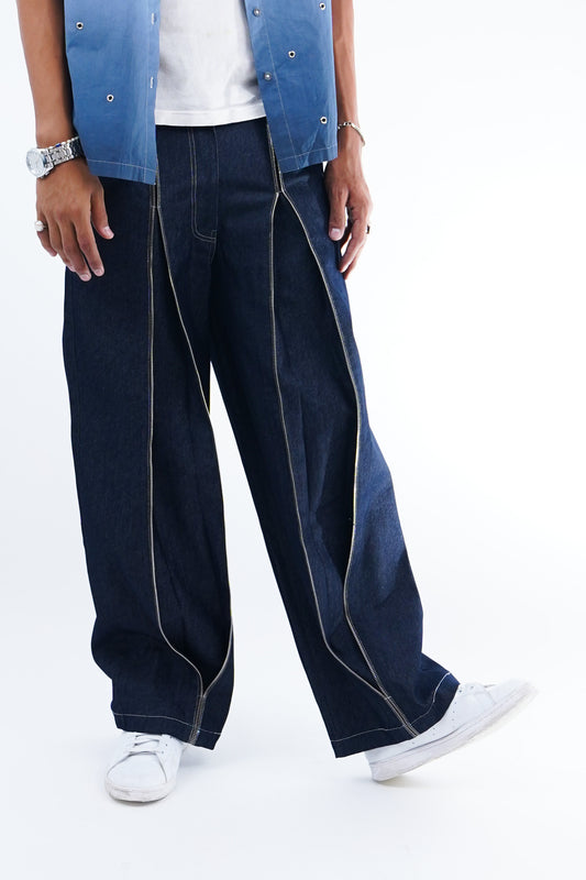 Classic Unisex Box Pleat Zipper Denim