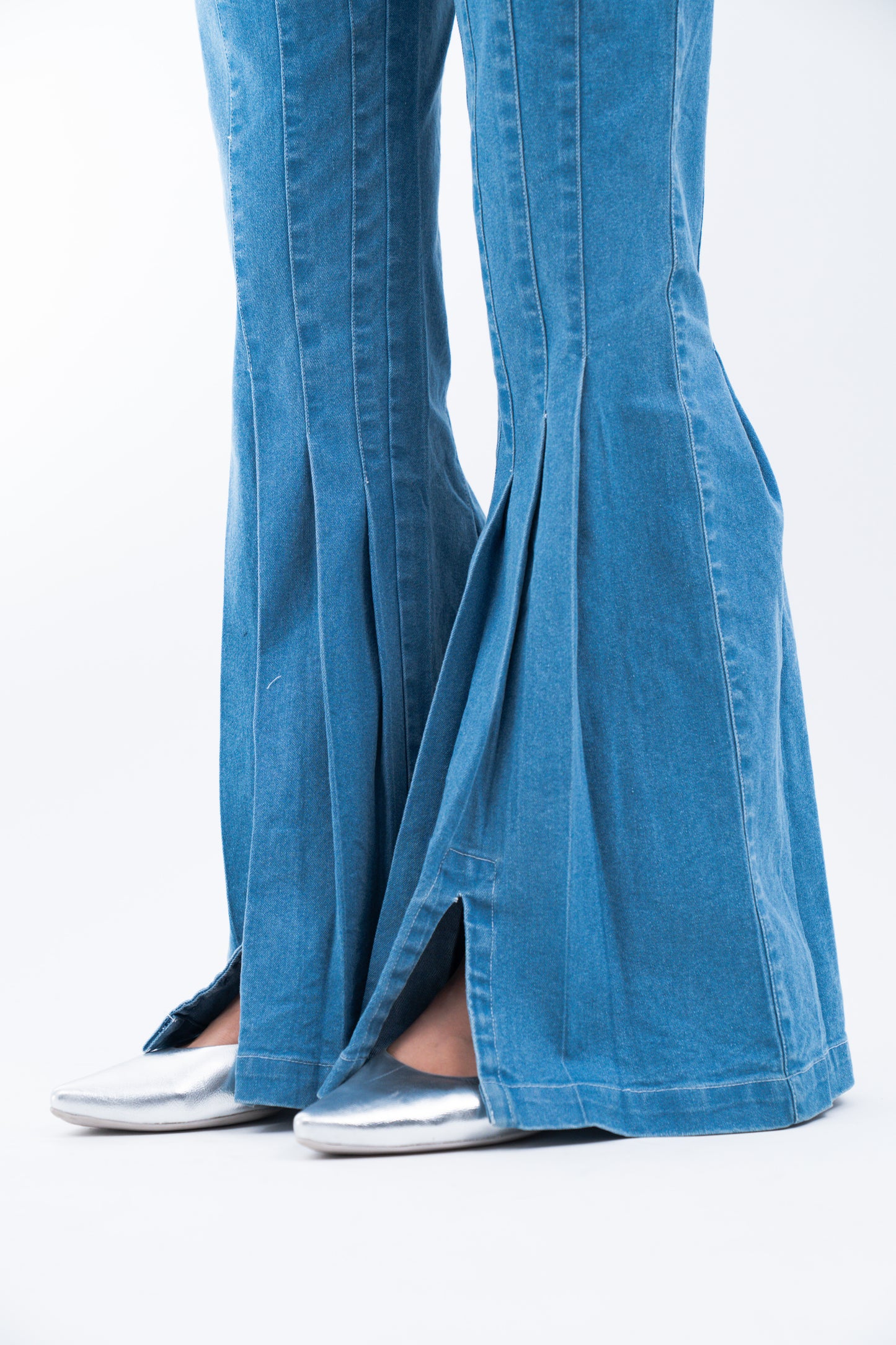 Pleated Bootcut Denim