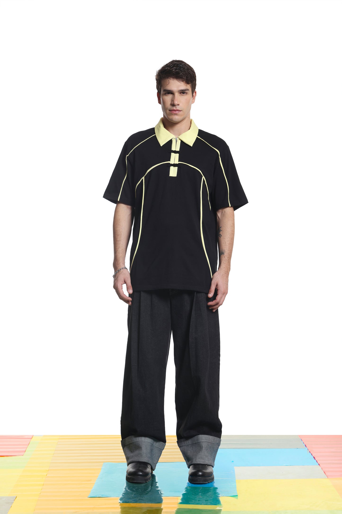 Farsi Pleated Unisex Denim- Black
