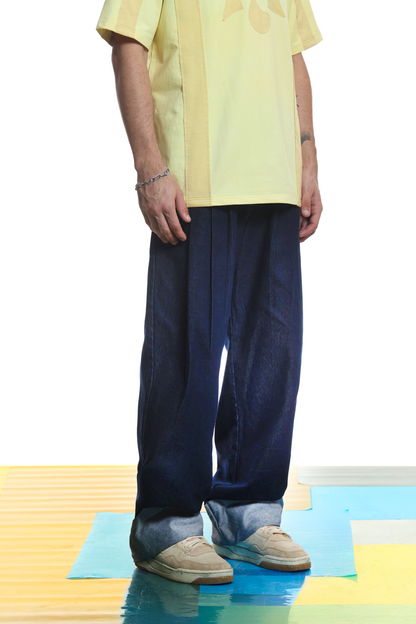 Farsi Pleated Unisex Denim- Blue