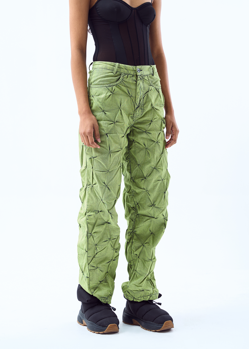 Signature Smocked Pants- Lime