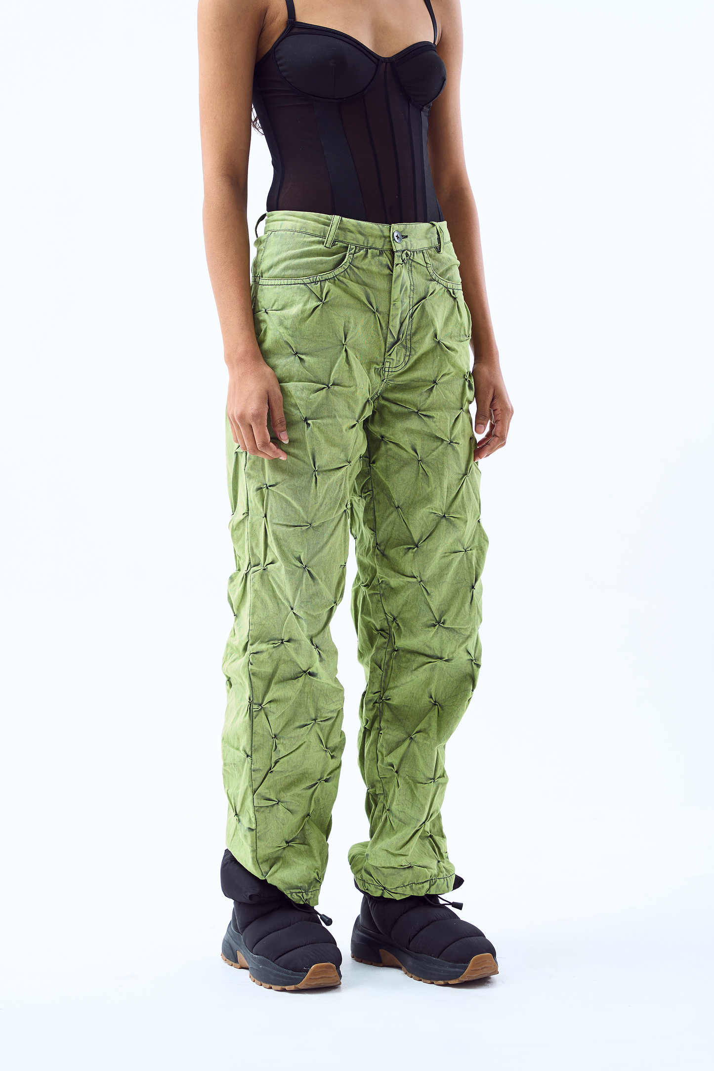 Signature Smocked Pants- Lime