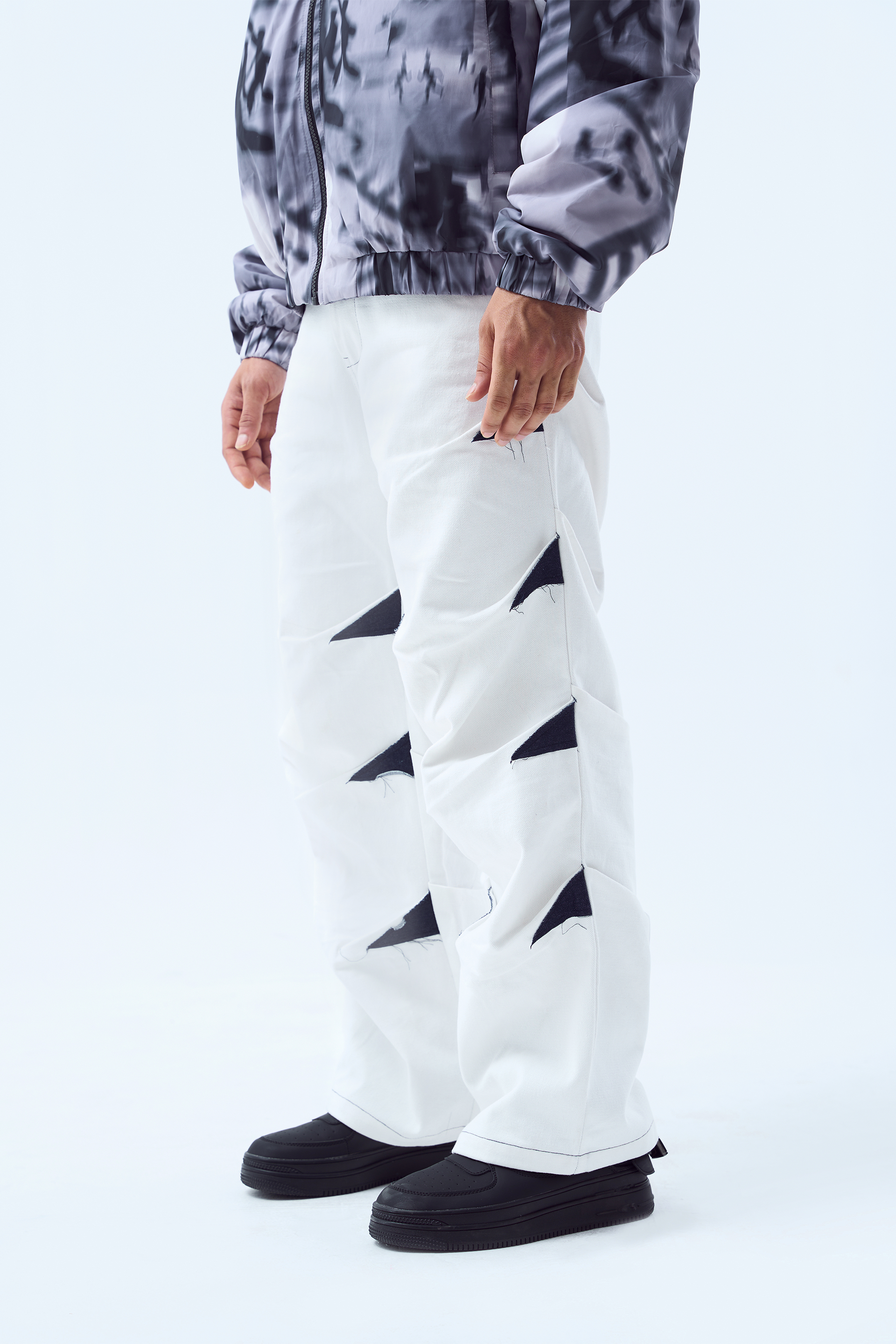 Stairway Patchwork Pants- White