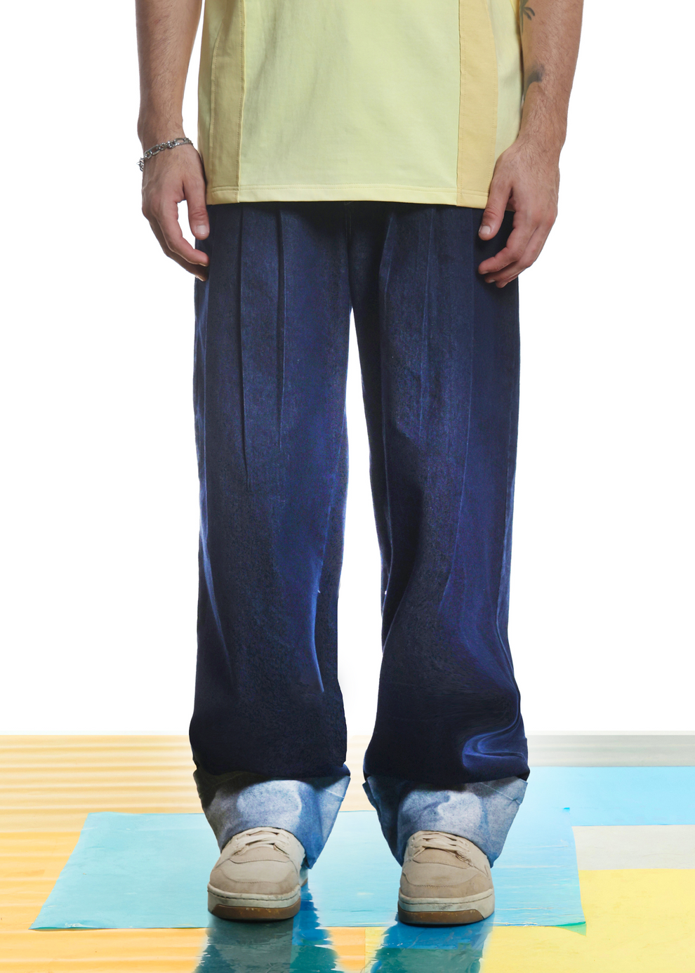 Farsi Pleated Unisex Denim- Blue
