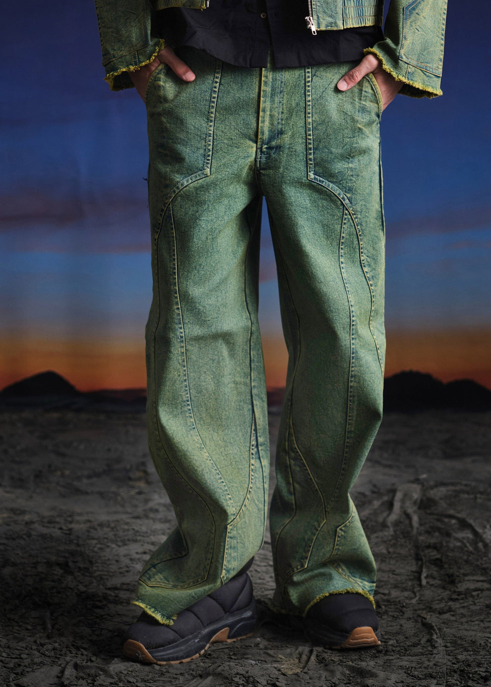 Vintage Green Straight Denim