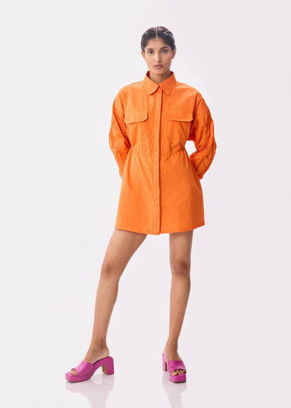 Orange Glory Shirt Dress